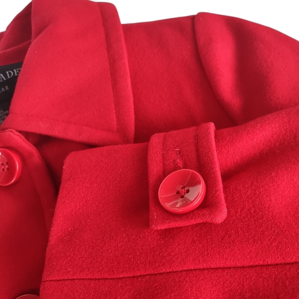 Centigrade Vibrant Red Wool-Blend Single Breasted Button-Up Pea Coat Size XS - Picture 9 of 13